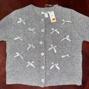 RSQ Light Gray Knit Cardigan with Bow Details-clearance on winter clothes